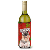 Red Snowflakes Holiday Christmas Schnauzer Wine Bottle Beverage Insulator Hugger Kj1186Literk