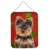 Caroline'S Treasures Red Snowflakes Holiday Christmas Yorkie Puppy/Yorkshire Terrier Wall Or Door Hanging Prints, 16 X 12,