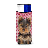 Hearts Love And Valentine'S Day Yorkie Puppy / Yorkshire Terrier Ultra Beverage Insulators For Slim Cans Kj1195Muk