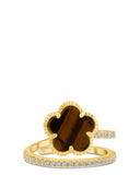 CZ and Clover Wrap Ring