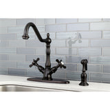 Kingston Brass Ks1235Bexbs Mono Deck Mount Kitchen Faucet With Brass Sprayer, Oil Rubbed Bronze