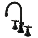 Kingston Brass Ks2980Bex Essex Widespread Bathroom Faucet With Brass Pop-Up, Matte Black