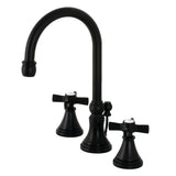 Kingston Brass Ks2980Zx Millennium Widespread Bathroom Faucet With Brass Pop-Up, Matte Black