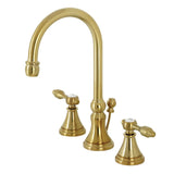 Kingston Brass Ks2987Tal Tudor Widespread Bathroom Faucet With Brass Pop-Up, Brushed Brass