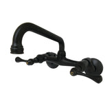 Kingston Brass Kingston 6-Inch Adjustable Center Wall Mount Kitchen Faucet, Matte Black