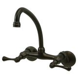 Kingston Brass Kingston 6-Inch Adjustable Center Wall Mount Kitchen Faucet, Oil Rubbed Bronze