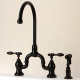 Kingston Brass Ks7795Talbs Bridge Kitchen Faucet With Brass Sprayer, Oil Rubbed Bronze