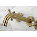 Kingston Brass Ks8123Bex Essex 2-Handle 8 In. Wall Mount Bathroom Faucet, Antique Brass