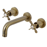 Kingston Brass Ks8123Bex Essex 2-Handle 8 In. Wall Mount Bathroom Faucet, Antique Brass