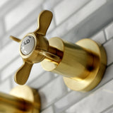 Kingston Brass Ks8127Bex Essex 2-Handle 8 In. Wall Mount Bathroom Faucet, Brushed Brass