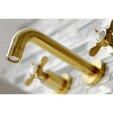 Kingston Brass Ks8127Bex Essex 2-Handle 8 In. Wall Mount Bathroom Faucet, Brushed Brass