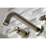 Kingston Brass Ks8128Ml Milano 2-Handle 8 In. Wall Mount Bathroom Faucet, Brushed Nickel