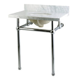 Kingston Brass KVPB30MB1 Templeton 30X22 Carrara Marble Vanity Top with Brass Feet Combo, Carrara Marble/Polished Chrome