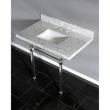 Kingston Brass Kvpb3630Masq6 Templeton 36X22 Carrara Marble Vanity Top With Clear Acrylic Feet Combo, Carrara Marble/Polished Ni