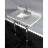 Kingston Brass Kvpb3630Masq6 Templeton 36X22 Carrara Marble Vanity Top With Clear Acrylic Feet Combo, Carrara Marble/Polished Ni