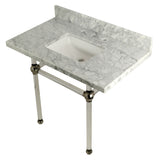 Kingston Brass Kvpb3630Masq6 Templeton 36X22 Carrara Marble Vanity Top With Clear Acrylic Feet Combo, Carrara Marble/Polished Ni