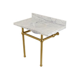 Kingston Brass KVPB3630MB7 Templeton 36X22 Carrara Marble Vanity Top with Brass Feet Combo, Carrara Marble/Brushed Brass