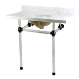 Kingston Brass KVPB36MA5 Templeton 36X22 Carrara Marble Vanity Top with Clear Acrylic Feet Combo, Carrara Marble/Oil Rubbed Bron