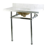 Kingston Brass KVPB36MB1 Templeton 36X22 Carrara Marble Vanity Top with Brass Feet Combo, Carrara Marble/Polished Chrome