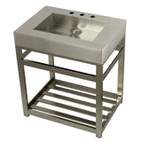 Kingston Brass Kvsp3122A8 Fauceture 31 Stainless Steel Sink With Steel Console Sink Base, Brushed/Brushed Nickel