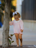 Pink Goose Embroidered Baby Girl Romper Ruffle Collar