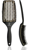 INATEKPRO Curved Vented Boar Bristle Detangler Brush - GREY | LARGE