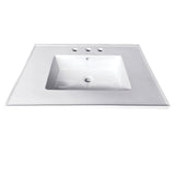 Fauceture LBT25227W34 Continental 25Inch X 22Inch Ceramic Vanity Top with Integrated Basin 3H, White