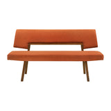 Channell Wood Dining Bench In Walnut Finish With Orange Fabric