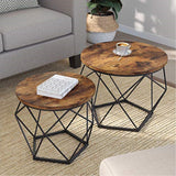 Vasagle Couchtische, 2Er Set, Geometrische Beistelltische Mit Korbfunktion, Satztisch, Dekorativ, Robust, Stahlrahmen, Fr Wohnzi