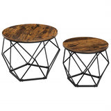 Vasagle Couchtische, 2Er Set, Geometrische Beistelltische Mit Korbfunktion, Satztisch, Dekorativ, Robust, Stahlrahmen, Fr Wohnzi