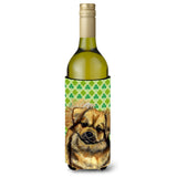 Tibetan Spaniel St. Patrick'S Day Shamrock Portrait Wine Bottle Beverage Insulator Beverage Insulator Hugger