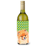 Pomeranian St. Patrick'S Day Shamrock Portrait Wine Bottle Beverage Insulator Beverage Insulator Hugger