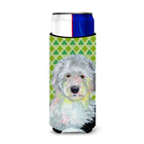 Old English Sheepdog St. Patrick'S Day Shamrock Portrait Ultra Beverage Insulators For Slim Cans Lh9216Muk