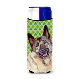 Norwegian Elkhound St. Patrick'S Day Shamrock Portrait Ultra Beverage Insulators For Slim Cans Lh9218Muk