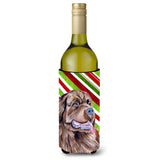 Newfoundland Candy Cane Holiday Christmas Wine Bottle Beverage Insulator Beverage Insulator Hugger