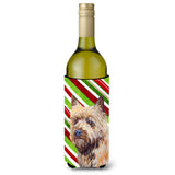 Cairn Terrier Candy Cane Holiday Christmas Wine Bottle Beverage Insulator Beverage Insulator Hugger