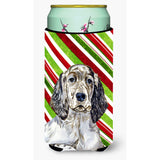 English Setter Candy Cane Holiday Christmas Tall Boy Beverage Insulator Beverage Insulator Hugger
