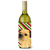 Border Terrier Candy Cane Holiday Christmas Wine Bottle Beverage Insulator Beverage Insulator Hugger
