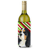 Cavalier Spaniel Candy Cane Holiday Christmas Wine Bottle Beverage Insulator Beverage Insulator Hugger
