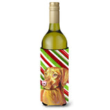 Vizsla Candy Cane Holiday Christmas Wine Bottle Beverage Insulator Beverage Insulator Hugger