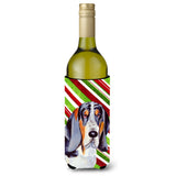 Basset Hound Candy Cane Holiday Christmas Wine Bottle Beverage Insulator Beverage Insulator Hugger