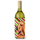 Bloodhound Candy Cane Holiday Christmas Wine Bottle Beverage Insulator Beverage Insulator Hugger