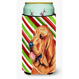 Bloodhound Candy Cane Holiday Christmas Tall Boy Beverage Insulator Beverage Insulator Hugger