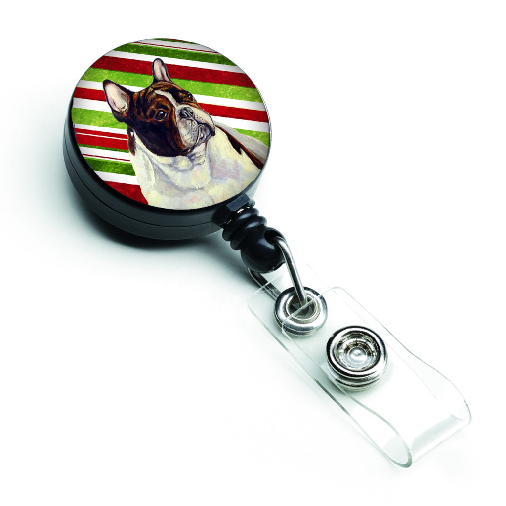 Caroline'S Treasures French Bulldog Candy Cane Holiday Christmas Retractable Badge Reel, Multicolor (Lh9247Br)