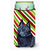 Schipperke Candy Cane Holiday Christmas Tall Boy Beverage Insulator Beverage Insulator Hugger