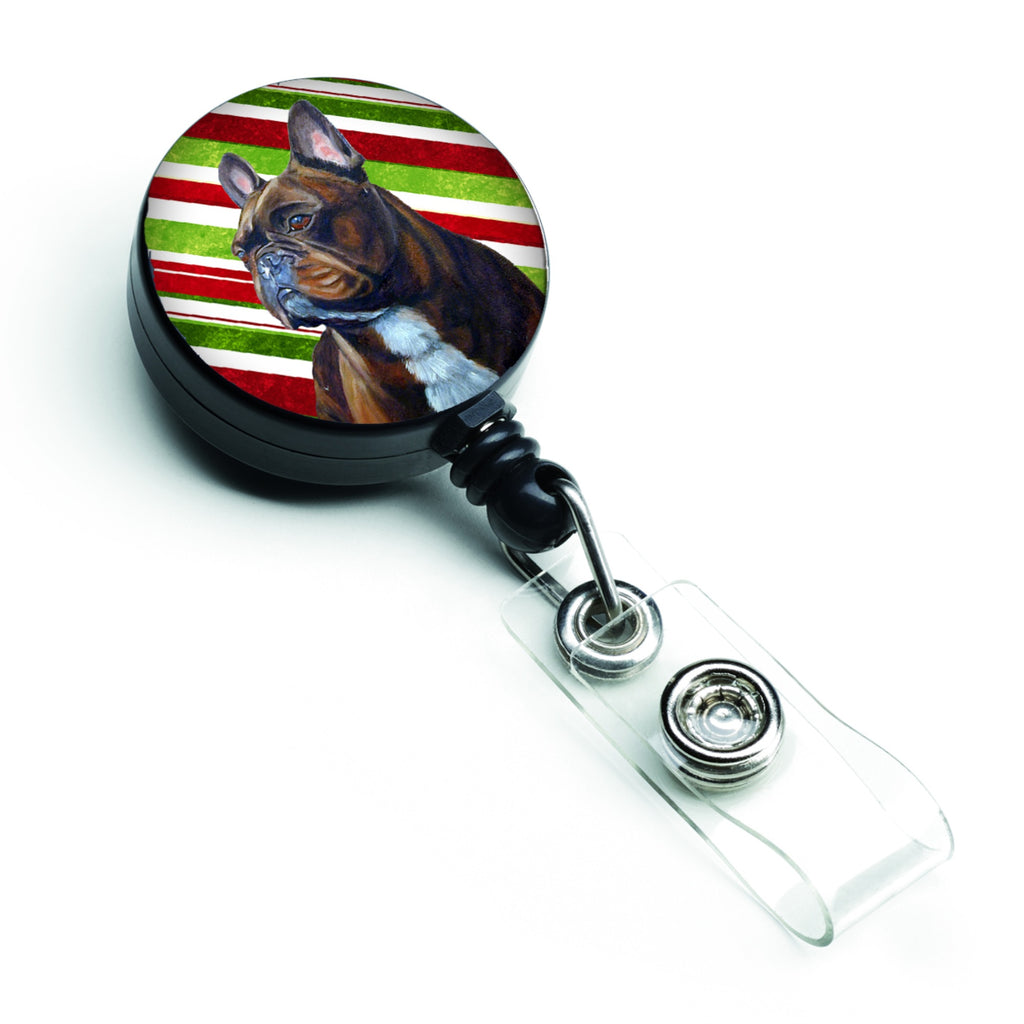 Caroline'S Treasures French Bulldog Candy Cane Holiday Christmas Retractable Badge Reel, Multicolor (Lh9250Br)