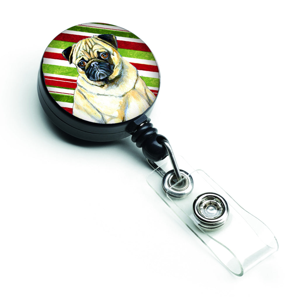 Caroline'S Treasures Pug Candy Cane Holiday Christmas Retractable Badge Reel, Multicolor (Lh9252Br)