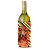 Irish Setter Candy Cane Holiday Christmas Wine Bottle Beverage Insulator Beverage Insulator Hugger