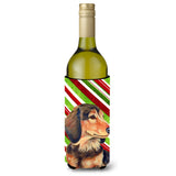 Dachshund Candy Cane Holiday Christmas Wine Bottle Beverage Insulator Beverage Insulator Hugger Lh9256Literk