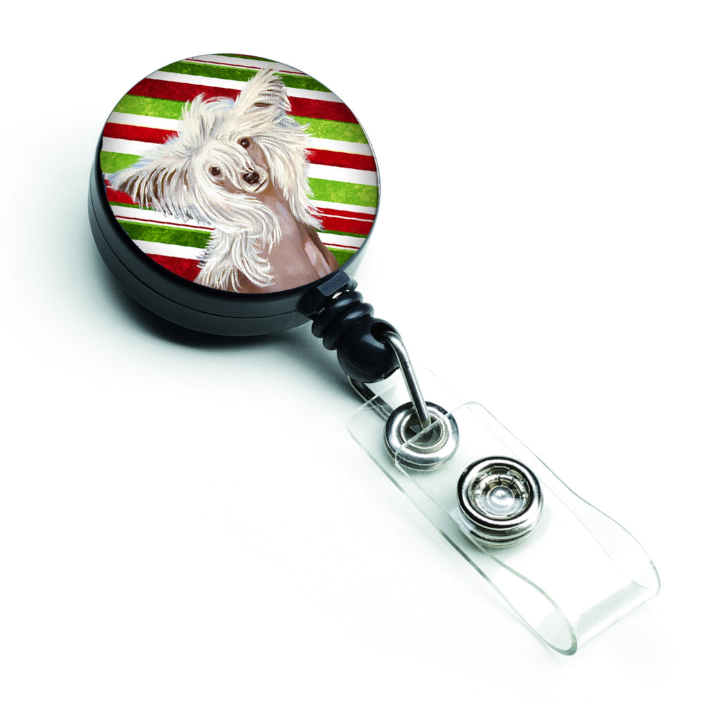 Caroline'S Treasures Chinese Crested Candy Cane Christmas Retractable Badge Reel, Multicolor (Lh9257Br)